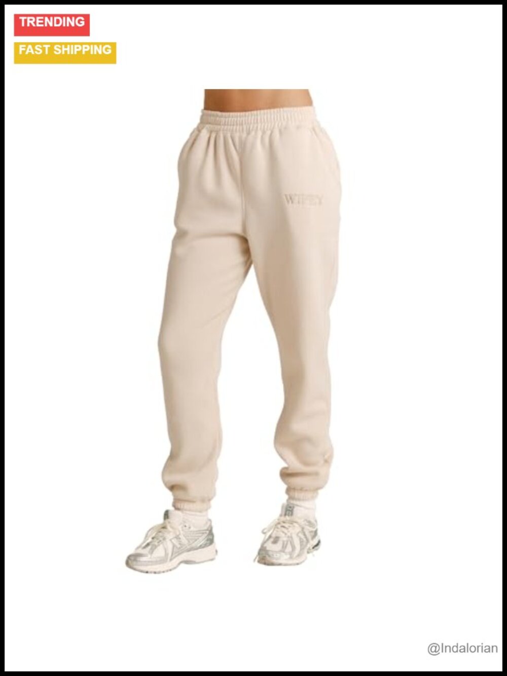 Brushed Fleece Wifey Sweatpants High Rise Cotton Joggers Embroidered Lounge